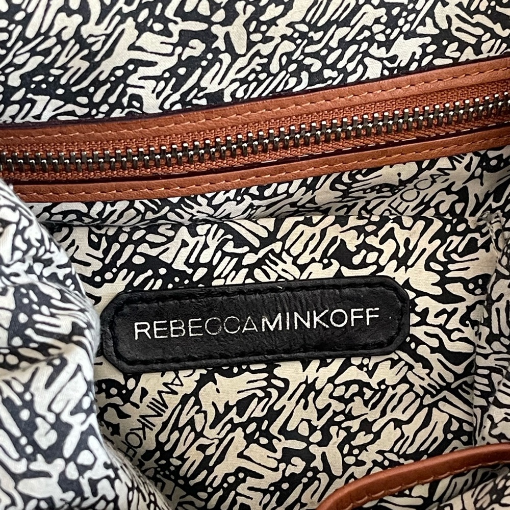 Rebecca Minkoff Bonnie Box Woven Almond Brown Leather Satchel Shoulder Bag - Picture 12 of 15